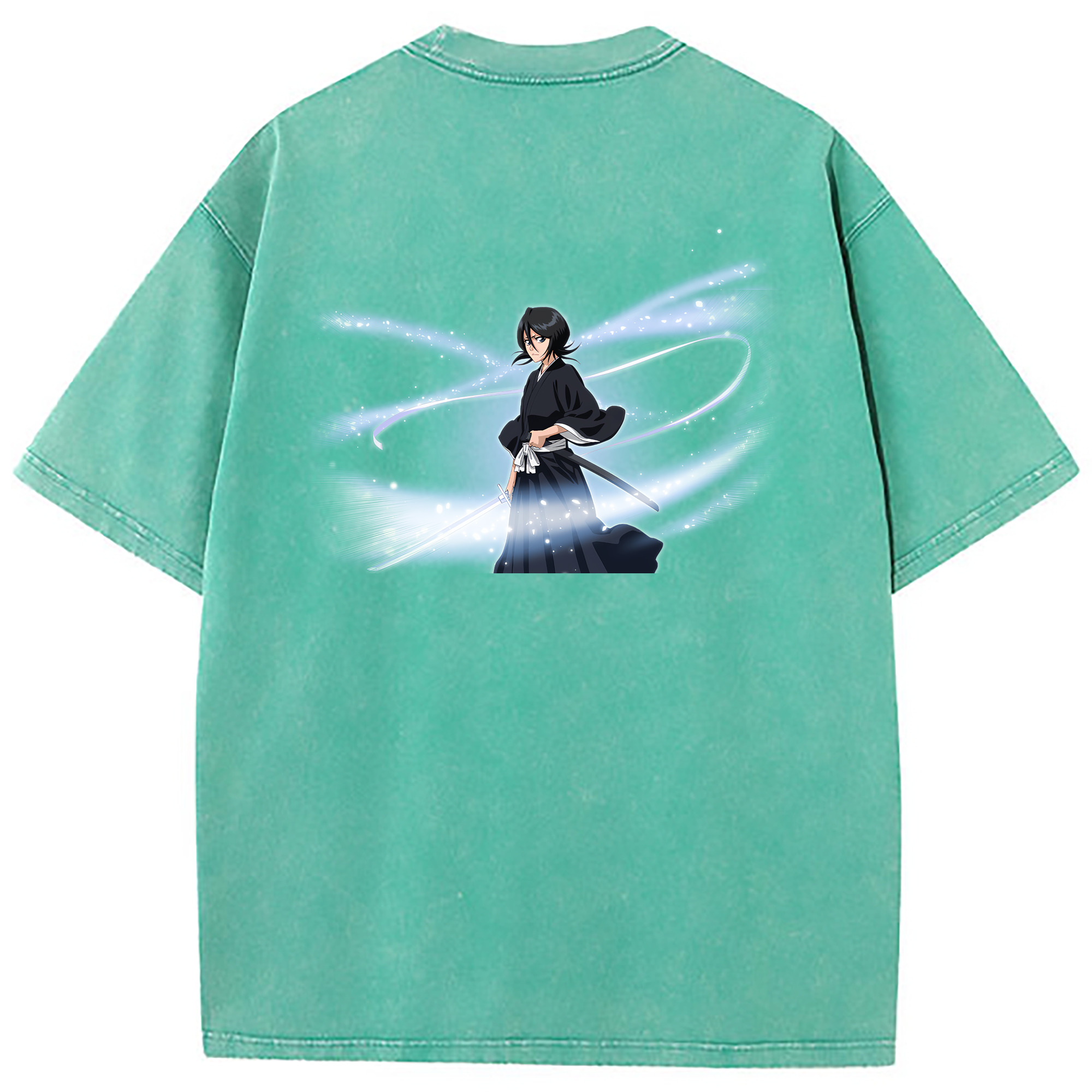 （画像用） ブリーチ 朽木ルキア BLEACH Kuchiki Rukia 綿100% ヴィンテージ風 半袖Tシャツ（背面プリント）